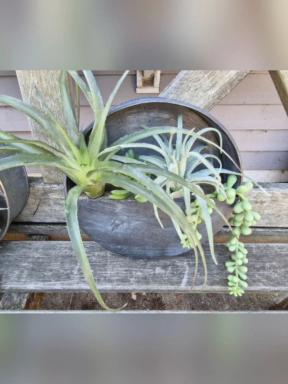 Hobby Lobby Set of 3 Metal Half Moon Wall Planters w/ Faux Succulents Home Decor
